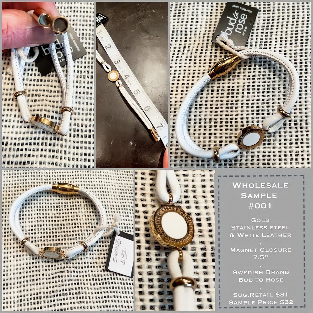 Gold & Leather Love Magnet Bracelet